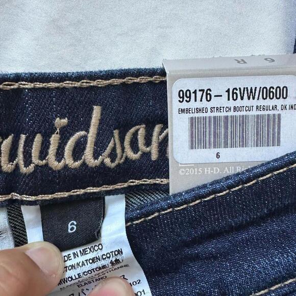 Harley Davidson Mid Rise Boot Cut Embroidered Blue Jeans Womens - Picture 2 of 4